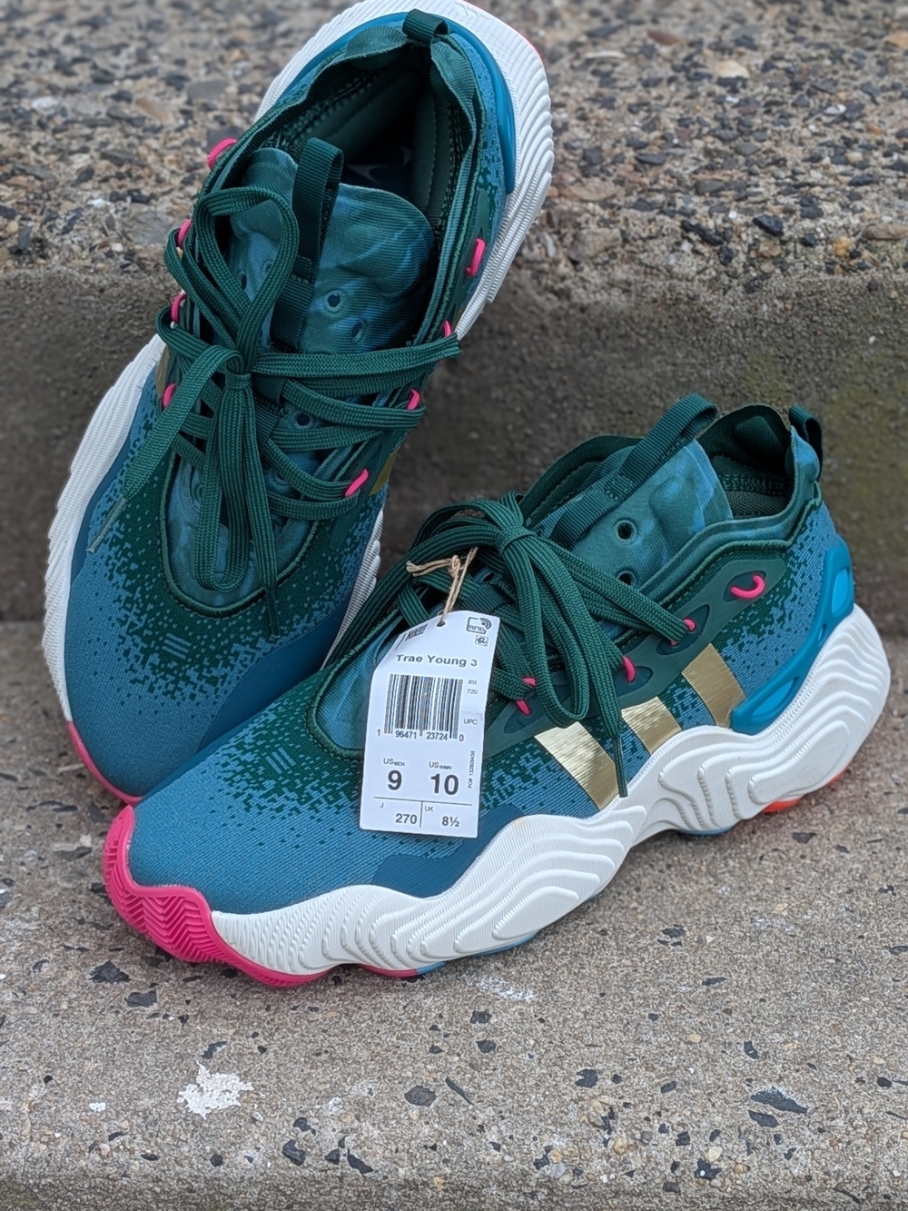 Adidas Trae Young 3 Teal Athletic Sneakers Size 9